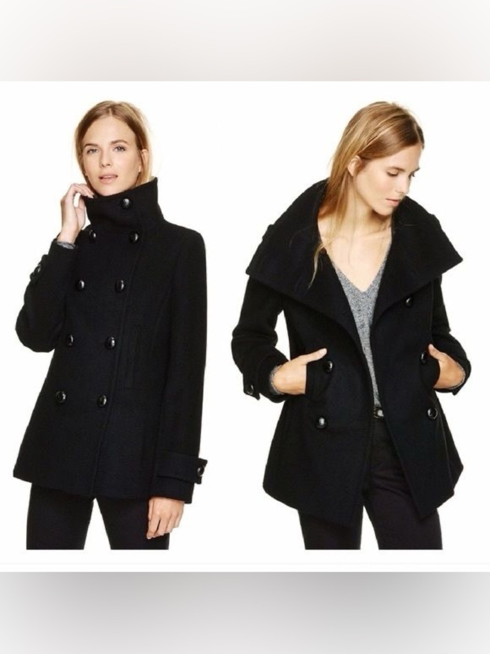 ARITZIA TALULA Howell coat. double-breasted peacoat. Black. Size XS